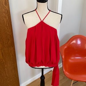 Anthropologie Red Halter Blouse